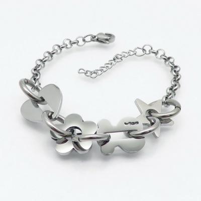 China Trendy Fashion Women Stainless Steel Jewelry Joyeria Gift Bangle Star Flower Star Flower Heart Bear Rope Chain Bracelet for sale