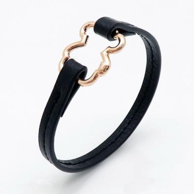 China Fashion Bear Rope Bracelet Fashion Stainless Steel Women Jewelry Joyeria Gift Black Trendy Bangle Wholesale Price Leather Love Heart for sale