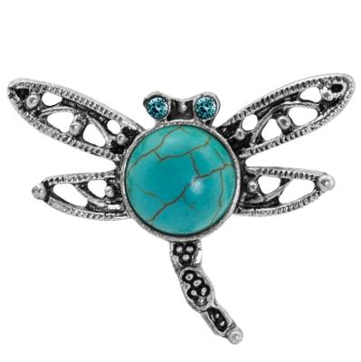 China Adjustable Gemstone Tibet Nepal Alloy Dragonfly Turquoise Insect Men Women CLASSIC Stone Cut Ring Jewelry Gift Finger Free Turkish for sale