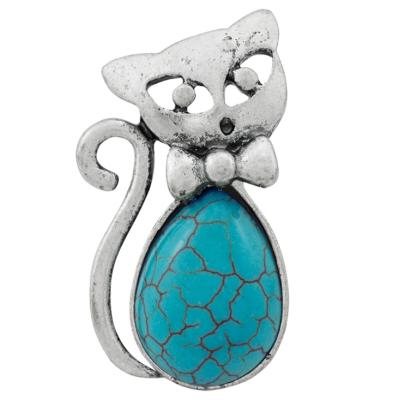 China Wholesale Adjustable Turkish Tibet Nepal Gemstone Alloy Cat Turquoise Stone Animal Men Women CLASSIC Size Ring Jewelry Gift Finger Free for sale