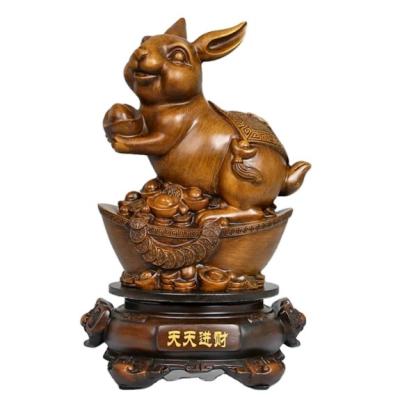 China China 2023 Lucky Zodiac Animals Rabbit Home Decoration Statue Souvenir Gift For The Zodiac Rabbit Figurine for sale