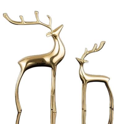 China Traditional luxury copper deer handmade design interior gold decor home interior metal small order decoration for sale