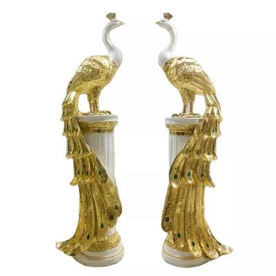 China China 2022 Vertical peacock Figurine European style 50CM resin electroplating peacock statue Home peacock decor ornaments for sale