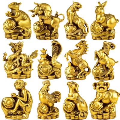 China China 2022 Supply New Copper Chinese Zodiac Decoration Wholesale Chinese 12 Zodiac Ornaments for sale