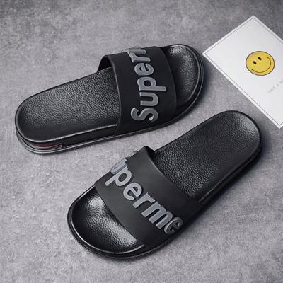 China Wholesale Beach Slippers Fashion Trend Summer Casual Casual Air Cushion Unique Slide With 3D Logo Printed Flat Leather Sandals Unisex for sale