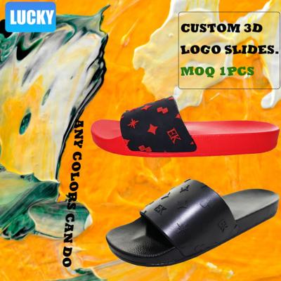 China Wholesale Good Quality Fashion Trend Bath Slippers For Men's Casual Shoes 3D Customized Comfortable Logo Rubber Slides Slippers for sale