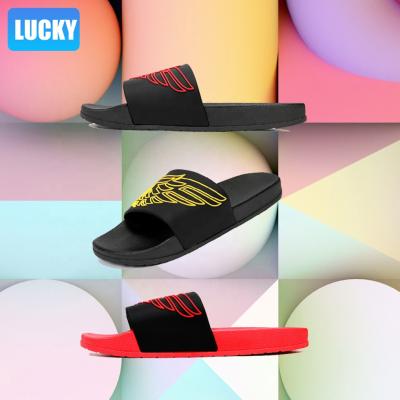 China Summer Fashion Trend New Design Men's Casual Shoes Slippers Women Summer Flat Sandals Beach Slides 3D Custom Logo Printed for sale