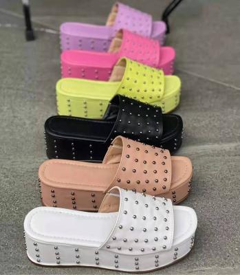 China Fashion Trend New Arrival Rivet Sandals FO Open Toe Slippers Solid Color Women and Ladies Casual and Summer Outdoor Sandal for sale