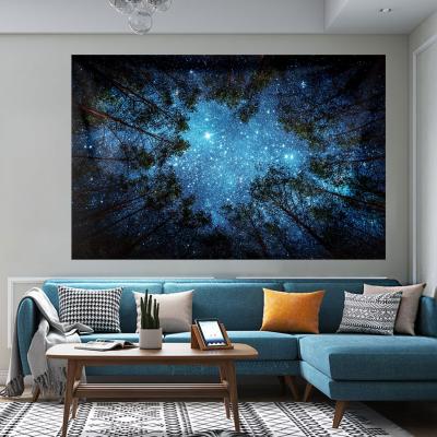 China Landscape Factory Wholesale Blue Forest Sky Star Starry Landscape Tapestry For Home Decor for sale