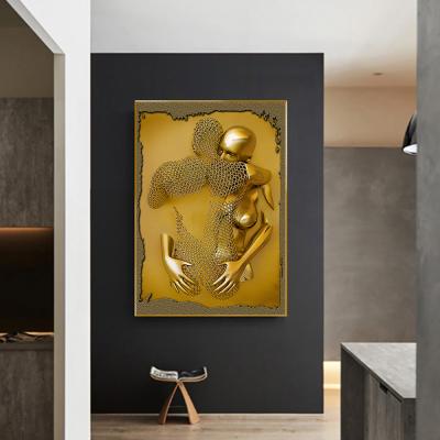 China New Modern Hot Sale Gold Drop Shipping Custom Wall Decoration Portrait Stretched Canvas Prints for sale