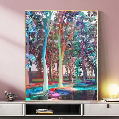 China Modern Original Design Rich Color Birch Forest Landscape Wall Art Canvas Prints For Living Piece for sale