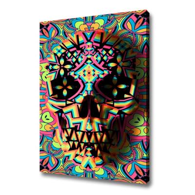 China Custom Wholesale Modern Abstract Colorful Head Geo Canvas Print Skeleton Wall Art Painting for sale