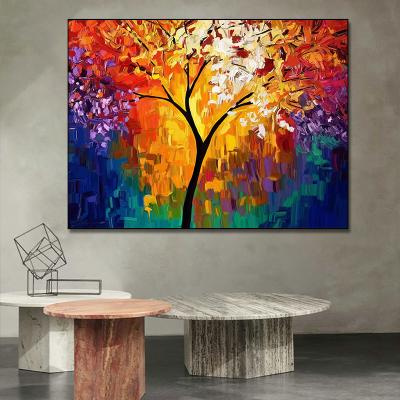 China Modern Wholesale Custom Abstract Tree Poster Art Canvas Wall Painting For Living Room Decoration for sale