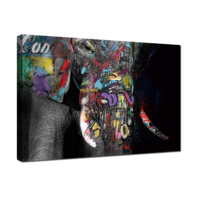 China Modern Colorful Elephant Canvas Picture Graffiti Painting Home Decor , Animals Wall Art for sale