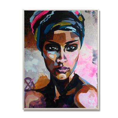 China Abstract Canvas Art Painting Watercolor African Woman Wall Portrait for sale