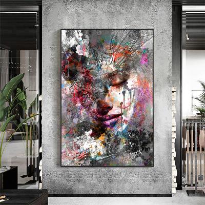 China Modern Abstract Wall Art Girl Painting Abstract Graffiti Canvas Prints For Living Room Decoration for sale