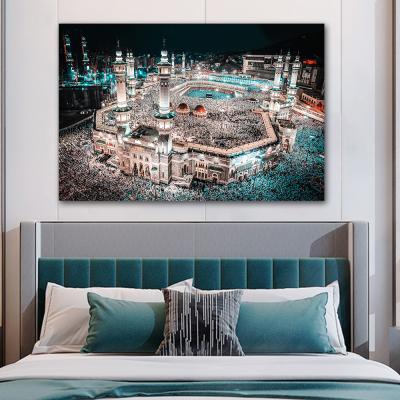 China Wholesale Custom Islamic Scene Modern Night Art Canvas Framed Painting For Home Decoration for sale