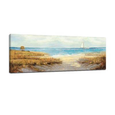 China Scenery Custom Designs Diy Paintingcoast landscape fall grass sea sailboat paint handmade oil painting on canvas for sale