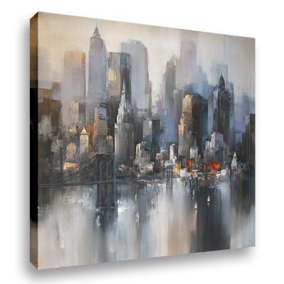 China Abstract Handmade Painting City Landscape Abstract Watercolor Oil Painting Painted Canvas Wall Art for sale