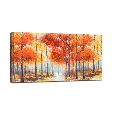 China Handmade Abstract Landscape Fall Red and Gold Leaves Forest Scene Artwork Oil on Canvas Art Painting for sale