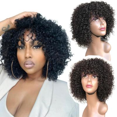 China Wholesale Luxury Silky Straight Glueless Full Lace Brazilian Human Hair Curly Human Virgin Wigs With Bangs for sale