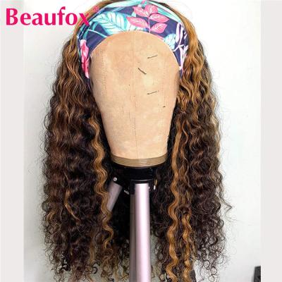 China Water Wave Beaufox Headband Highlight Wigs Cuticle Aligned Hair Wigs 100% Real Vietnamese Raw Double Ombre Hair Wigs for sale