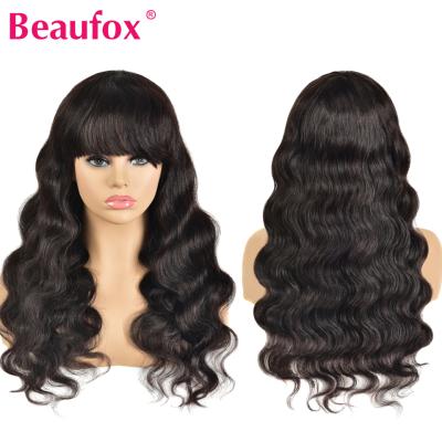 China Beaufox Body Wave Human Hair Wigs Malaysian Remy Human Hair Wigs For Women Glueless Machine Made Wigs Body Wave Bang Hair Wigs With Bangs for sale