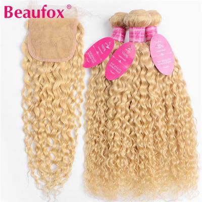 China Blonde Water Wave 613 Wet And Wavy Human 12y Bundles 613 HD Headband With Bundles Human Pulled Cuticle Double Lined Hair 613 Bundles for sale