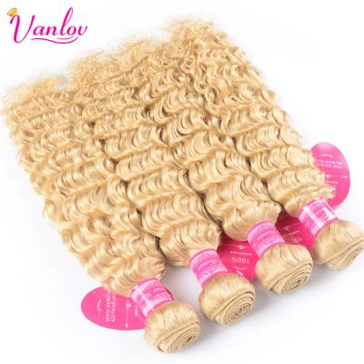 China Beaufox Deep Wave Blonde 613 Bundles With Closure Peruvian Deep Wave Bundles With Closure Remy Blonde Human Hair Closure With Bundles for sale