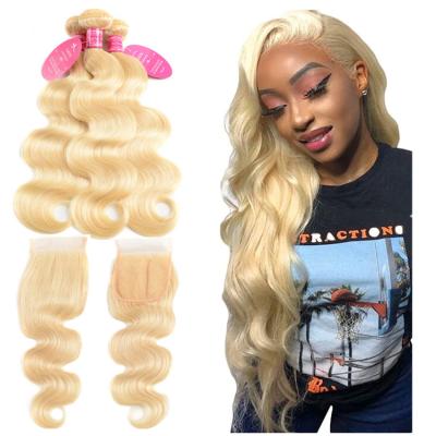 China Body Wave Ready To Ship 32inch 30inch Highlight 613 Highlighted Russian Hair Extensions Virgin Hair Weft Bundles With Closures for sale