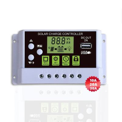 China For 10A 20A 30A PWM Regulator 10A 20A 30A Solar Power Auto Off-Grid Battery System 12V 24V Grid Charger Power System Solar Controller for sale