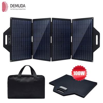 China Factory Price 100w Solar Panel Charger Waterproof Folding Portable Kit with USB 4 Foldable Solar Panels for sale