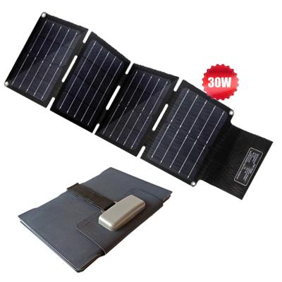 China High Efficiency Mini Portable 30W Monocrystalline Solar Panel Collapsible Foldable Solar Panel Kit for Boosting Battery Charger Camping for sale