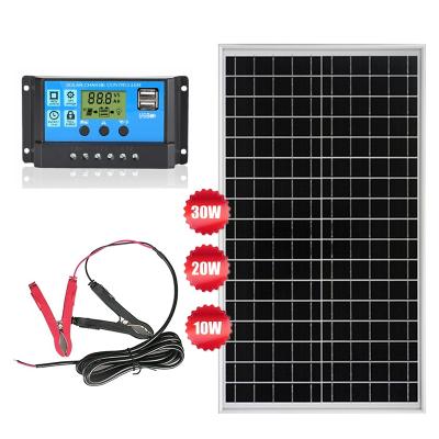 China Off Grid For Caravan RV Marine Boat Wholesale 10W 20W 30W DIY 10A Simi Flexible Solar Charge Controller Mono Solar Panel Camping Complete Kit For Home RV Marine Boat for sale