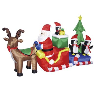 China Holiday Decorations 8FT Christmas Decorations 8FT Indoor Outdoor Christmas Decorations 2021 Inflatable Santa Sleigh With Reindeer With Light for sale