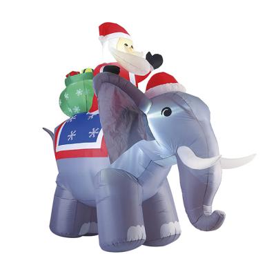 China Holiday Decorations Hot Selling New 12FT Customized Outdoor Christmas Decorations LED Lights Inflatables Santa On Elephant for sale