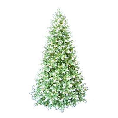 China Holiday Decorations Knock Down Tabletop Frosted Alpine Black Fiber Optic Snowfall Christmas Tree for sale