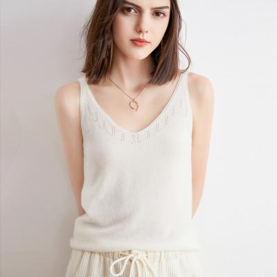 China Anti-wrinkle Women Sweater V-Neck Summer Spring Girls Camis Sleeveless Sweater Knit Cashmere Vest Tops for sale