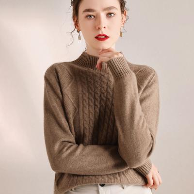 China Mink Manufacturer Luxury Turtleneck Mongolian Women Sweater Erdos Oversized Breathable 100% Cashmere Sweater for sale