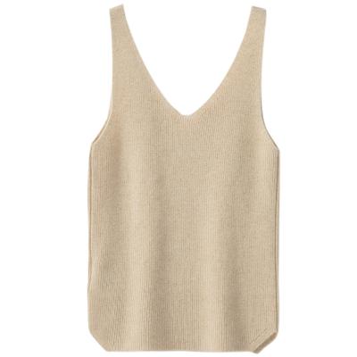 China Breathable Casual V Neck Sweater Vest 10% Cashmere 90%Wool Sweater Women for sale