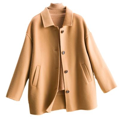 China Anti-Wrinkle Woolen Coat Jacket 100% Wool Ladies Long Coat Custom Women Outwear Single Breasted Fur Cashmere Coat for sale