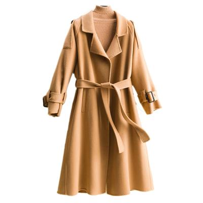 China Wholesale Custom Made New Fashionable Mid Length Loose Double-sided Velvet Coat Anti-wrinkle Woolen Cashmere Coat for sale