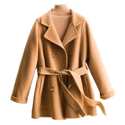 China New Anti-wrinkle Women's Double Faced Cashmere Coat In Autumn And Winter 100% Full Wool Wool Coat for sale