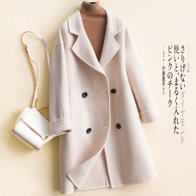 China Customized Retro Wool Winter Autumn Mid Length Slim Coat Ladies Anti-Shrink Ditch Coat for sale