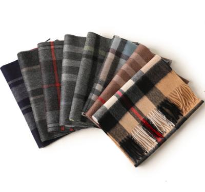 China Inner Mongolia autumn and winter cashmere scarf men's warm fashion checked cashmere scarf for sale