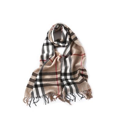 China Hot Wholesale Women's Warm Brown Australian Check 100% Wool Scarf Knit Scarf Winter for sale