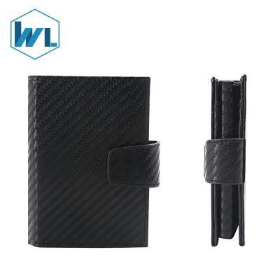 China Customized Newly Branded Best Brands Normcore/Minimalist 2021 Slim Wallet Carbon Fiber RFID Leather Minimalist Genuine Leather Wallet for sale