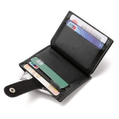 China Multi Slots RFID Coin Purse Pocket RFID Blocking Men's Credit Card Holder Small Slim Short Leather Wallet for sale