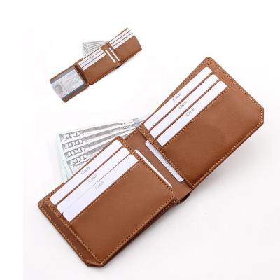 China Luxury Genuine Leather RFID Blocking Triple Mens Credit Card Holder Wallet With ID Window for sale