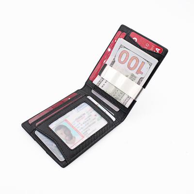 China New Design High Quality RFID Blocking Bifold Wallets Genuine Slim With Money Clip Leather Minimalist Men's Wallets for sale